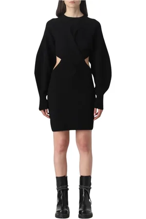 Alexander McQueen Kjole, Dame, Sort, M, Uld, Sort Twist Strik Mini Kjole