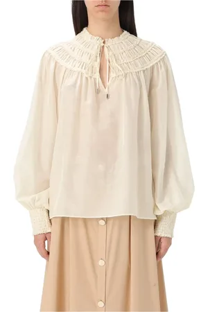 Liu Jo Bluser & Skjorter, Dame, , S, Uld, Grøn Smocked Neck Bluse Stilfuld Skjorte