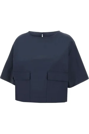 Kaos Top, Dame, Blå, L, Bomuld, Midnight Poplin Blouse