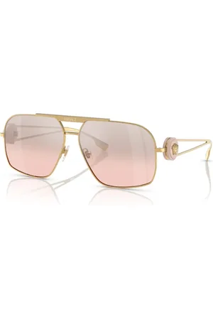 VERSACE Tilbehør, unisex, Gul, 62 MM, Aviator solbriller med lyserød linse
