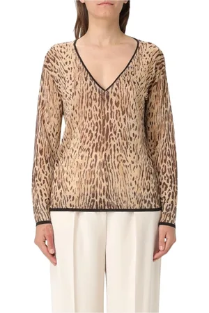 Liu Jo Strik, Dame, Brun, XS, Brun V-Neck Strik Trøje