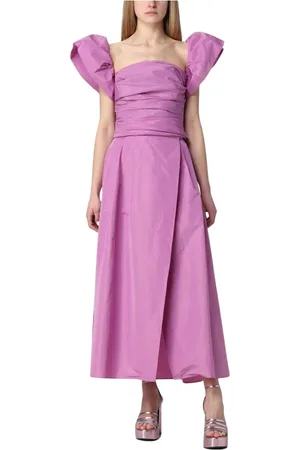 Pinko Kjole, Dame, Lyserød, XS, Uld, Elegant Puff Sleeve Cocktail Kjole