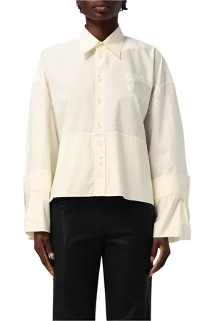 Maison Margiela Bluser & Skjorter, Dame, Hvid, XS, Bomuld, Hvid Poplin Skjorte Minimalistisk Stil