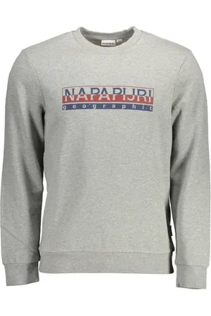 Napapijri Sweathshirts & Hoodies, Herre, Grå, XL, Bomuld, Grå Bomuldssweater med Print