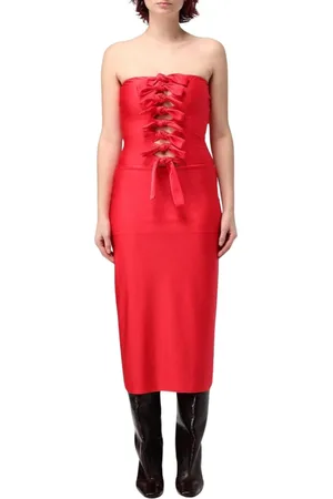 COPERNI Kjole, Dame, Rød, S, Rød Bow Detail Midi Kjole