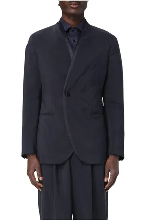 Giorgio Armani Jakke, Herre, Blå, XL, Blå Mandarin Krave Blazer Jakke