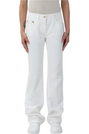 Palm Angels Jeans, Dame, Hvid, W26, Uld, Hvide Straight Leg Jeans