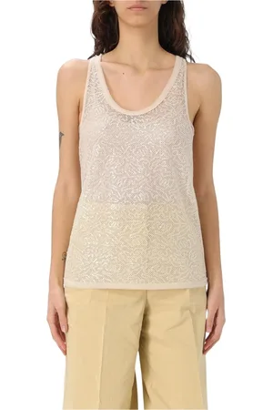 Pinko Top, Dame, , M, Paillet Mesh Ærmeløs Top i Cream