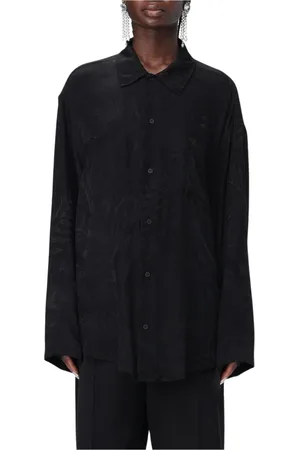 Balenciaga Bluser & Skjorter, Dame, Sort, XS, Elegant LeafPrint Skjorte til Kvinder