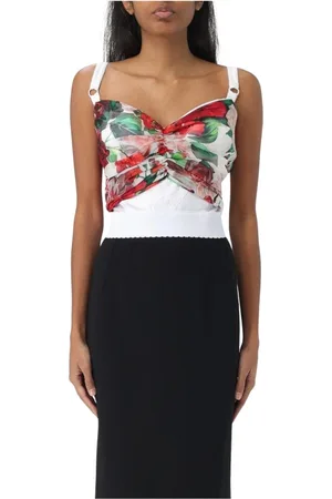 Dolce & Gabbana Top, Dame, Flerfarvet, 2XS, Hvid Blomstret Blyant Kjole
