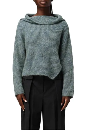 Pinko Strik, Dame, Grøn, S, Grå Mohair Cowl Neck Sweater