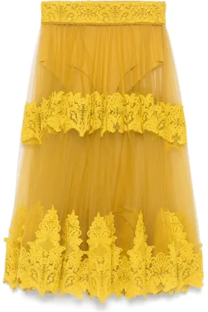 Elisabetta Franchi Nederdel, Dame, Gul, M, Beige Elegant Nederdel Giallo