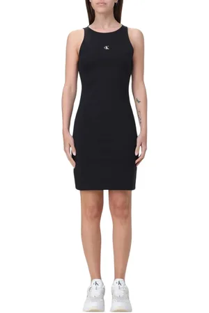 Calvin Klein Kjole, Dame, Sort, S, Ærmeløs Jersey Kjole Elegant Sort