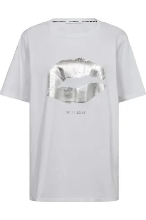 Co`Couture Top, Dame, Grå, M, Bomuld, The Kiss Oversize Tee T-Shirt