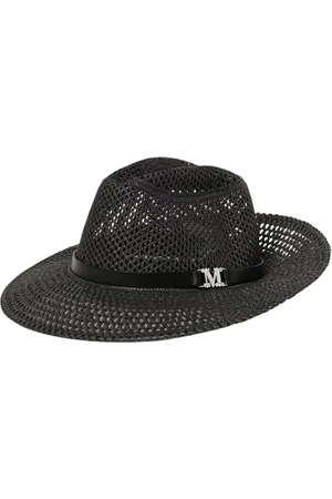 Max Mara Tilbehør, Dame, Sort, 57 CM, Læder, Ivory Fedora Hat med læderbånd
