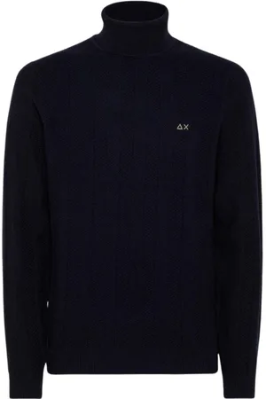 sun68 Strik, Herre, Blå, XL, Uld, Turtleneck Sweater, Hold dig varm og stilfuld