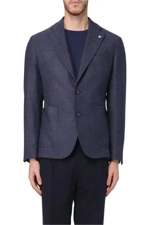 Manuel Ritz Jakke, Herre, Blå, L, Blå Notch Revers Blazer