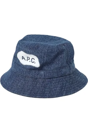A.P.C. Tilbehør, Dame, Blå, 56 CM, Denim, Blå Denim Bucket Hat med Logo Patch