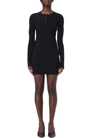 Alexander Wang Kjole, Dame, Sort, M, Rayon, Ribstrikket Minikjole med knapdetalje