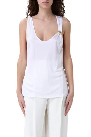 Elisabetta Franchi Top, Dame, Hvid, S, Hvid Knudeærme Top