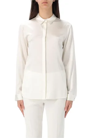 Emporio Armani Bluser & Skjorter, Dame, Hvid, 2XS, Klassisk Silkebluse Elegant Hvid Skjorte