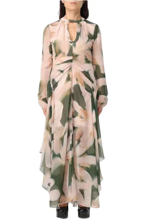 DEL CORE Kjole, Dame, Flerfarvet, M, Chiffon, Grøn Blomstret Maxi Kjole