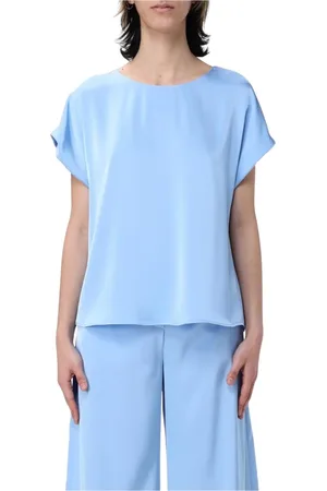 HANITA Bluser & Skjorter, Dame, Blå, L, Polyester, Sort kortærmet bluse