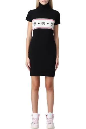 Chiara Ferragni Kjole, Dame, Sort, L, Sort Ruffle Midi Kjole