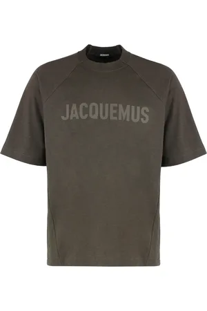 Jacquemus Top, Herre, Brun, XL, Bomuld, Bomuld Crew-neck T-shirt, Ribbet Krave