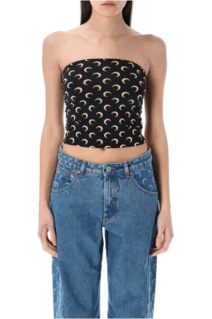 Marine Serre Top, Dame, Sort, L, Moon Allover Bustier Top
