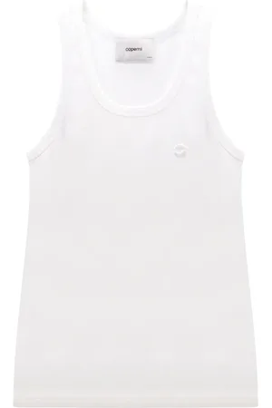 COPERNI Top, Dame, Hvid, M, Bomuld, Ærmeløs top med broderet logo
