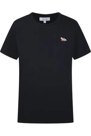 Maison Kitsuné Top, Dame, Sort, S, Bomuld, Sort Baby Fox Patch T-shirt
