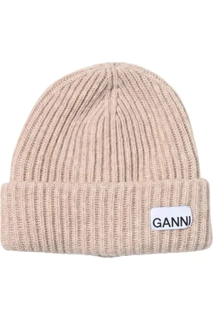 Ganni Tilbehør, Dame, , ONE SIZE, Uld, Gul Ribstrikket hue