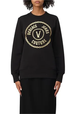 VERSACE Sweathshirts & Hoodies, Dame, Sort, M, Bomuld, Sort Chain Logo Sweatshirt
