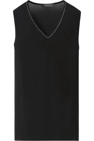 Fabiana Filippi Top, Dame, Sort, S, Hvid Ærmeløs V-hals Top