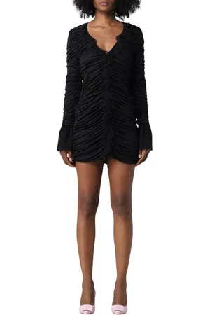 BLUMARINE Kjole, Dame, Sort, S, Elegant Sort V-Neck Mini Kjole
