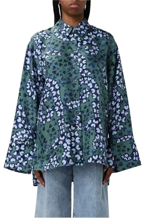 Lanvin Bluser & Skjorter, Dame, Flerfarvet, 2XS, Grøn Silke Skjorte