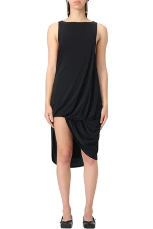 Jacquemus Kjole, Dame, Sort, S, Uld, Sort Draperet Midi Kjole