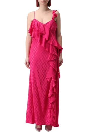 Msgm Kjole, Dame, Lyserød, S, Fuchsia Ruffled Maxi Kjole