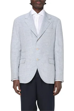 Brunello Cucinelli Jakke, Herre, Blå, 2XL, Linned, Klassisk Linnedblazer