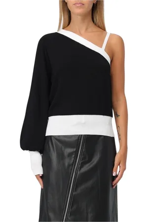 Karl Lagerfeld Strik, Dame, Sort, L, Uld, En skulderstrik i farveblok-sweater