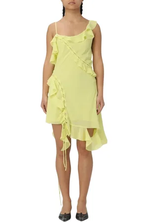 Acne Studios Kjole, Dame, Gul, M, Asymmetrisk Rynke Mini Kjole
