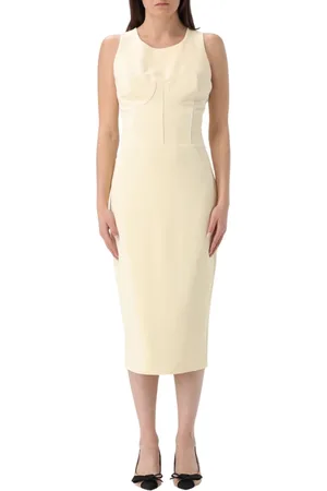 Elisabetta Franchi Kjole, Dame, Gul, M, Sort Midi Kjole med Korsetdetalje