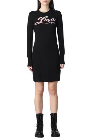Moschino Kjole, Dame, Sort, L, Elegant Sort Strik Kjole