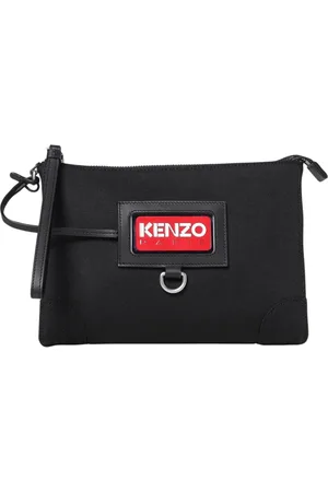 Kenzo Taske, Dame, Sort, ONE SIZE, Uld, Sort Logo Patch Canvas Clutch Taske