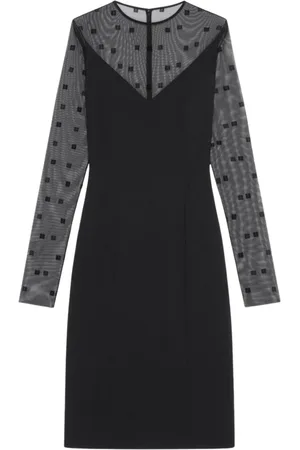 Givenchy Kjole, Dame, Sort, S, Tyl, Mesh Ærme Mini Kjole 4G Logo