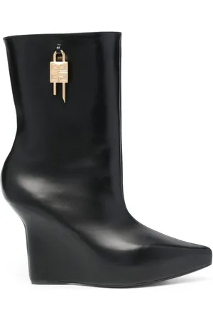 Givenchy Sko, Dame, Sort, 37 1/2 EU, Uld, Sort Padlås Kile Ankelstøvler
