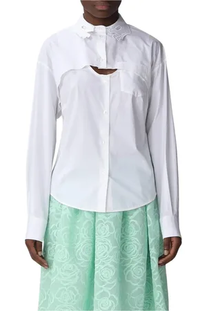 VIVETTA Bluser & Skjorter, Dame, Hvid, M, Bomuld, Hvid Poplin Skjorte med CutOut Detalje