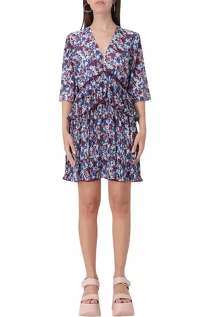 Ganni Kjole, Dame, Flerfarvet, L, Polyester, Farverig Blomstret Mini Kjole
