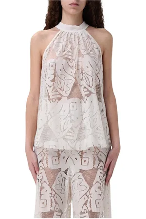 HANITA Top, Dame, , S, Uld, Sort Blonde Halterneck Top Bredbenet Bukse Sæt